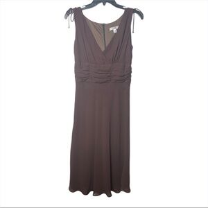 LA Gal vintage Y2K brown chiffon babydoll ruched waist midi Dress flowy size 6